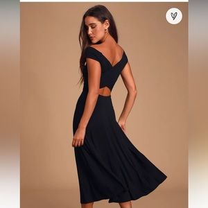 Lulus black off shoulder midi dress